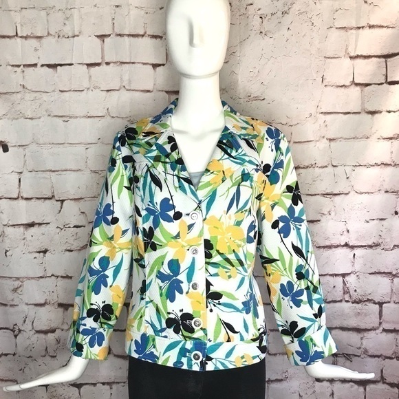 REQUIREMENTS jacket Floral design lightweight Size 10 - Picture 5 of 12